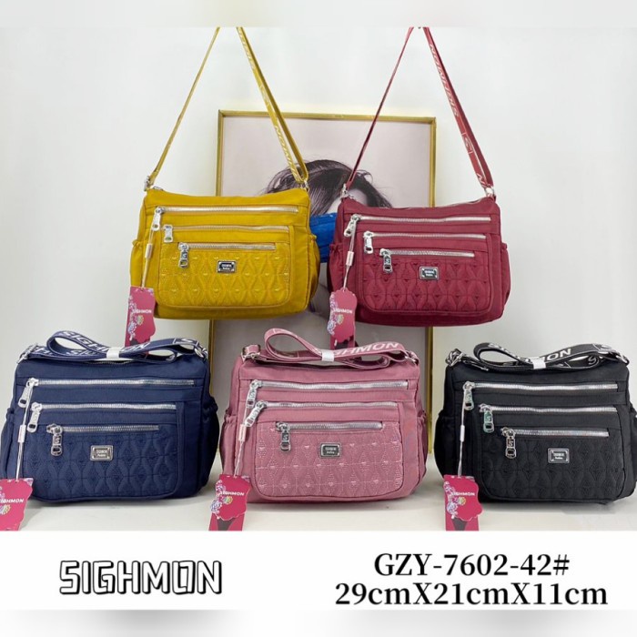 Tas Selempang Wanita Ori Sighmon Kanvas Bordir Sgh7602 6Res - Dusty Diskon