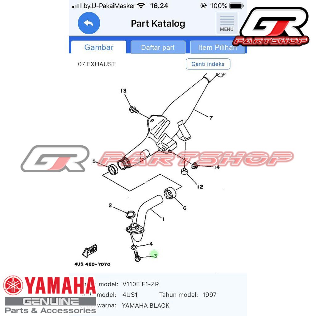 BAUT + RING LEHER KNALPOT F1ZR ORI YGP FIZR FIZ F1Z R BOLT EXHAUST