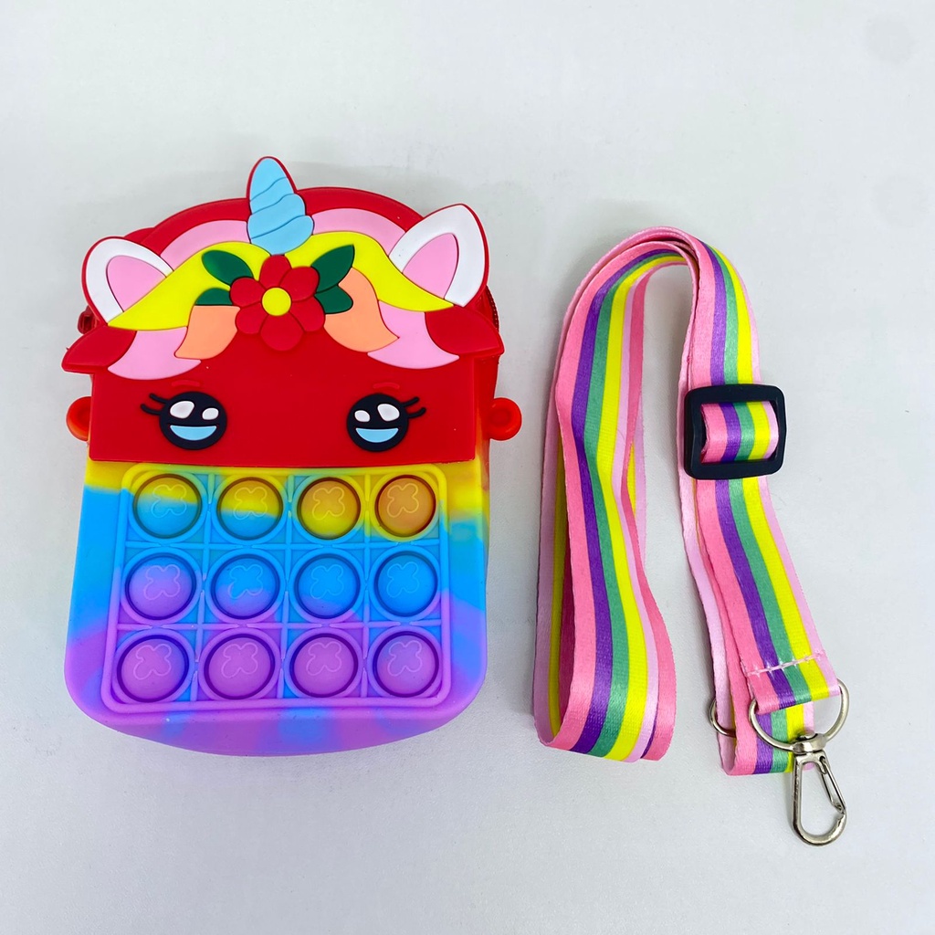 Pop It Unicorn Wallet Cross Mini Bag Tas Pop It Mini Dompet Anak Rainbow