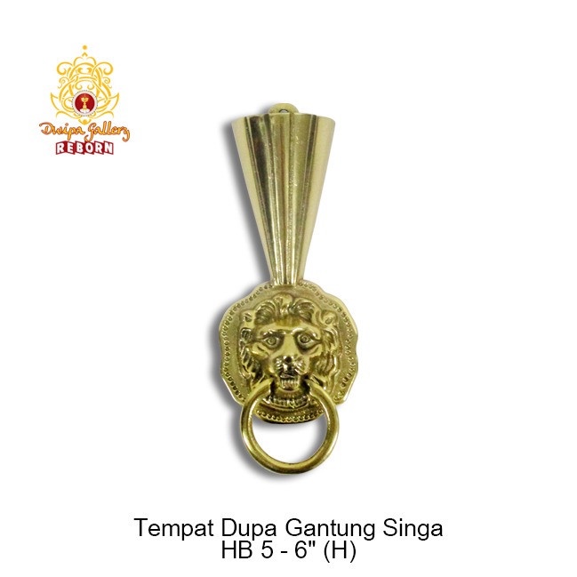 Hiolo (Tempat dupa/ Bokor) Kuningan Gantung Singa HB5 - 6&quot; (H)