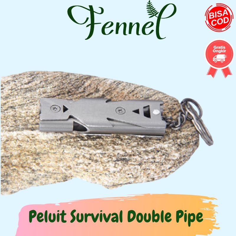 Peluit Survival Outdoor Double Pipe Stainless Steel BLW24