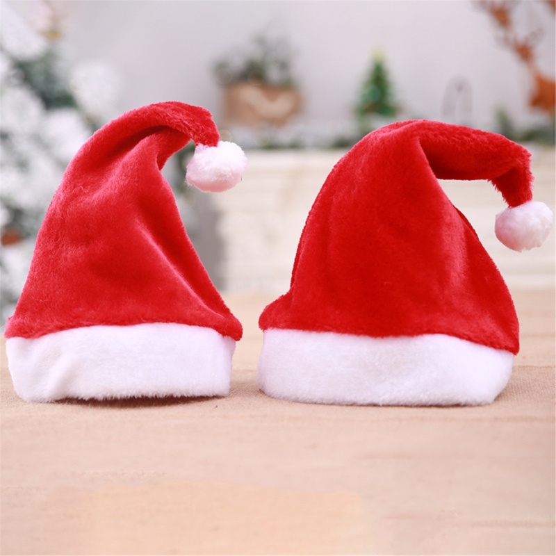 Topi Santa Bahan Plush Untuk Dekorasi Pesta Natal