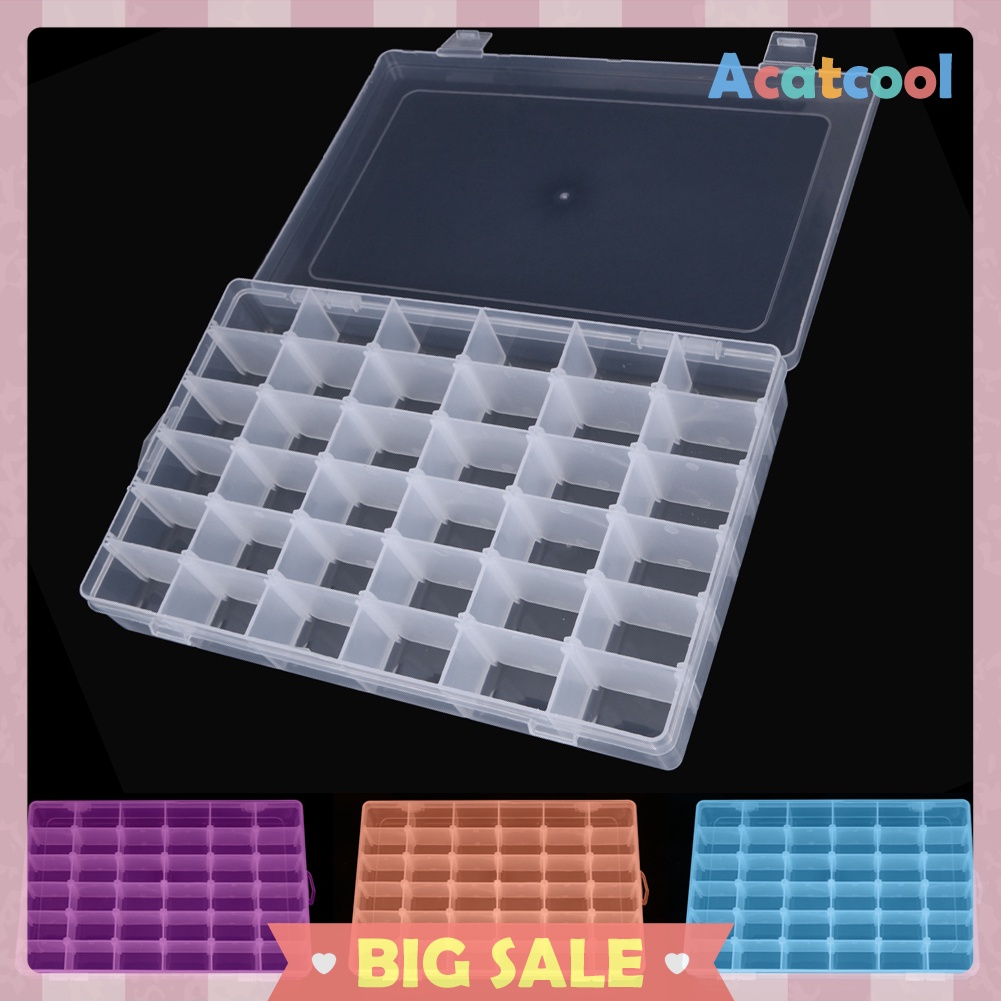 Adjustable 36 Compartment Plastic Storage Box Jewelry Earring Case