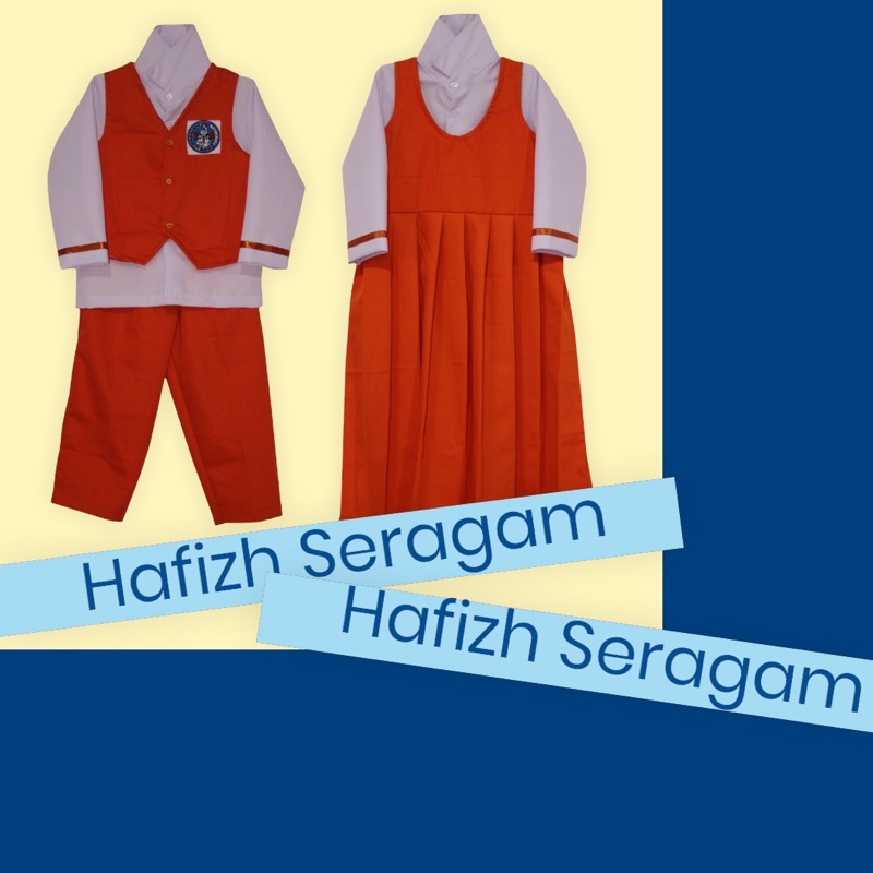 Seragam TK PAUD Nasional Putih Orange Panjang