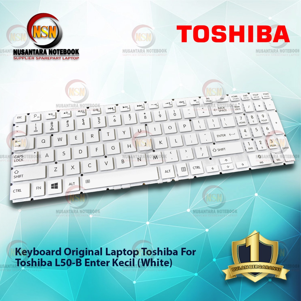 Keyboard Original Laptop TOSHIBA L50-B White Small Enter Series