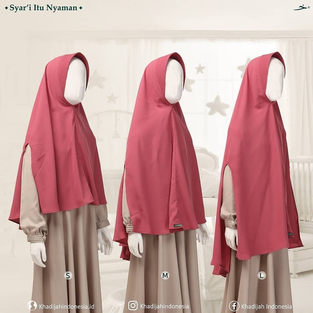 Khadijah Indonesia - Khimar Basic Kids | Size M | Antem Slim Pet | Split Hand | Free Cadar