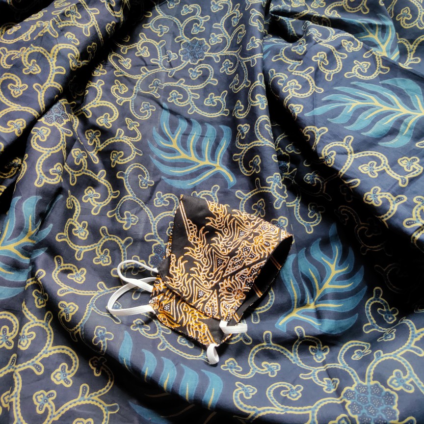 Kemeja Batik Lembayung Navy Full Furing Katun Halus Baturaden Size M-xxl Hight Quality Free Masker