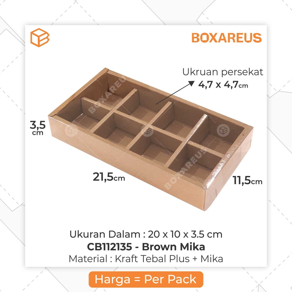 Cake Box Dus Kue Tart Pie Mochi Packaging Sekat Mika | CB112135 (20pcs)