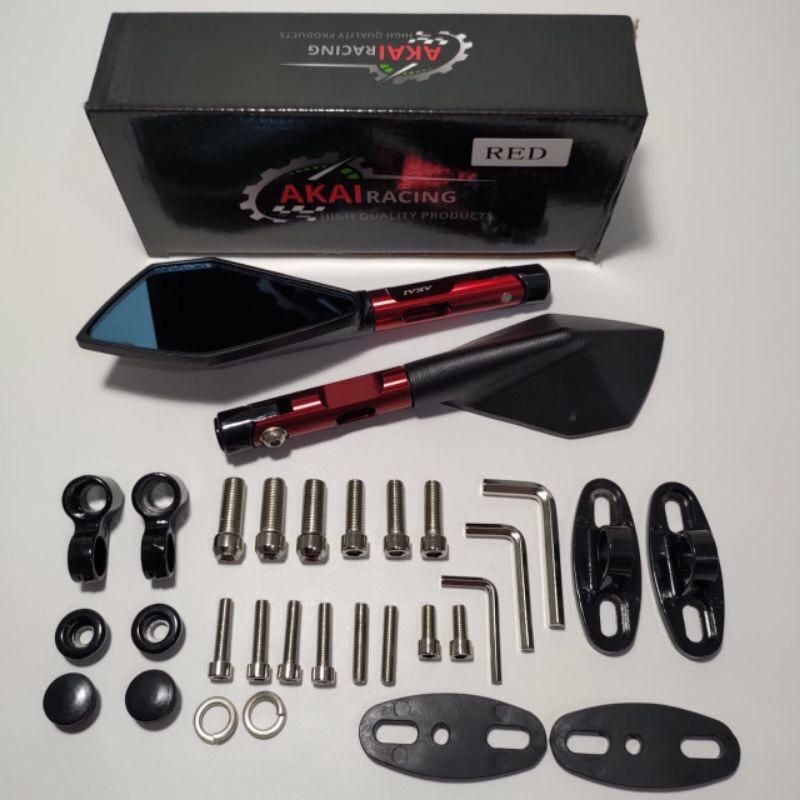 Spion Motor Model Tomok V2 Tomok V5 Full CNC PREMIUM Universal Semua Motor Bisa-Merah kaca biru
