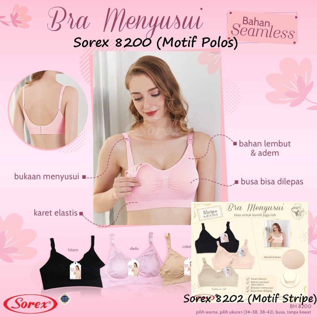 BH Sorex 8200 - BH Sorex Menyusui - Nursing Bra Sorex - Busa Tipis Tanpa Kawat - Sguna