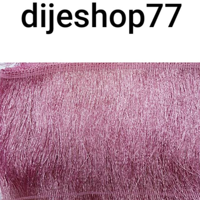 Renda rumbai dusty pink 15cm @ ROLL 5 Meter / renda rumbai 15 cm / rumbai dayak tassel kostum gaun