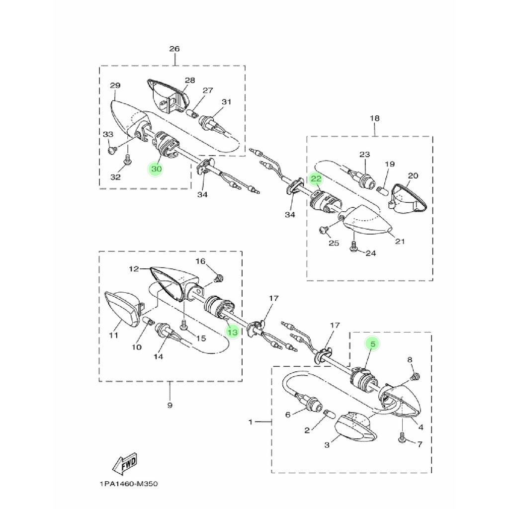 KARET STAY FLASHER DUDUKAN LAMPU SEN SEIN NEW R15 VVA V3 MT15 MT 15 VIXION R 155 ORIGINAL YGP 1PA-H3328-00