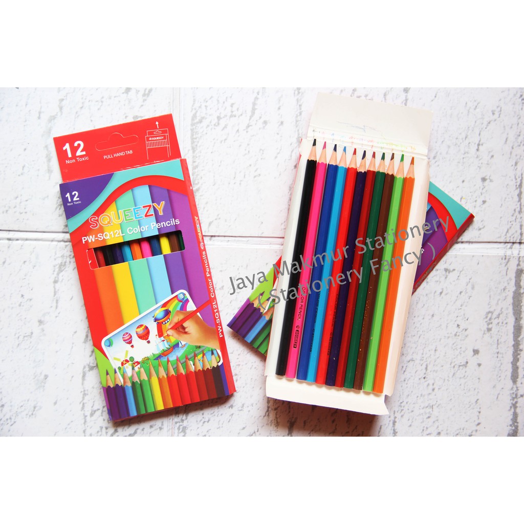 Pensil Warna Squeezy Panjang 12 warna PW-SQ12L