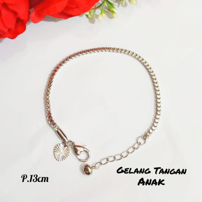 Gelang TITANIUM Tangan Milano kaca &amp; Gelang kaki Perhiasan *Anak* Gold&amp;Silver *Anti karat*