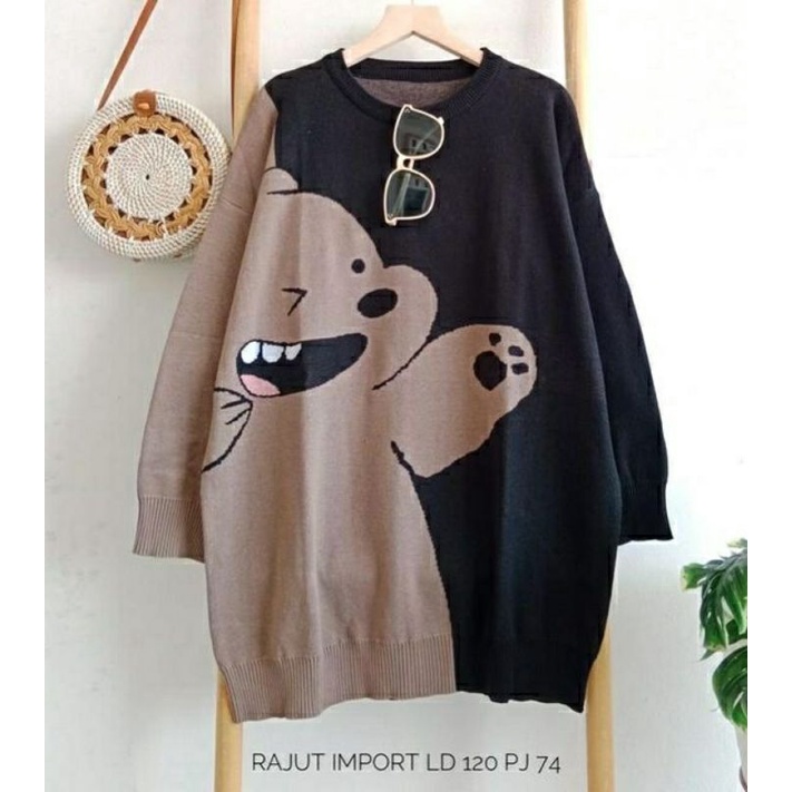 Bear #2 Rajut Jumbo, ATASAN RAJUT JUMBO SUPER CANTIK FIT XXXXL LD 120-140 BAHAN RAJUT IMPORT TERMURAH OOTD