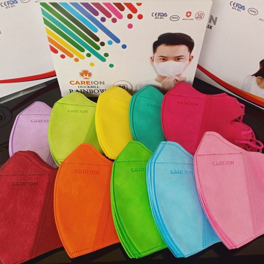 Jual Masker Duckbill Careion Emboss Rainbow Warna Warni Garis Sensi 3 ...