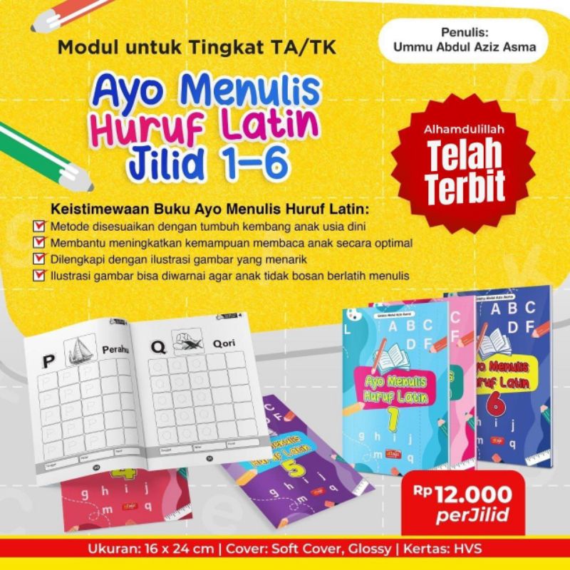 

AYO MENULIS HURUF LATIN UNTUK TA TK PAUD BUKU LATIHAN MENULIS