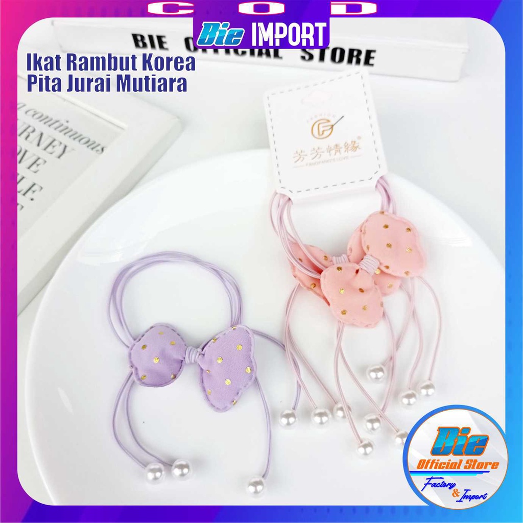 Ikat Rambut Korea Pastel Pita Jurai Mutiara Impor Best Seller