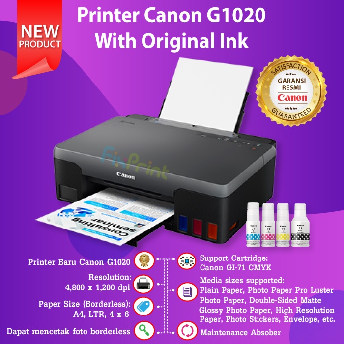 Printer Inkjet CNON PIXMA G1010 / G1020 InkTank system New Original Resmi Penerus G1000 Ink Tank GI-790 790