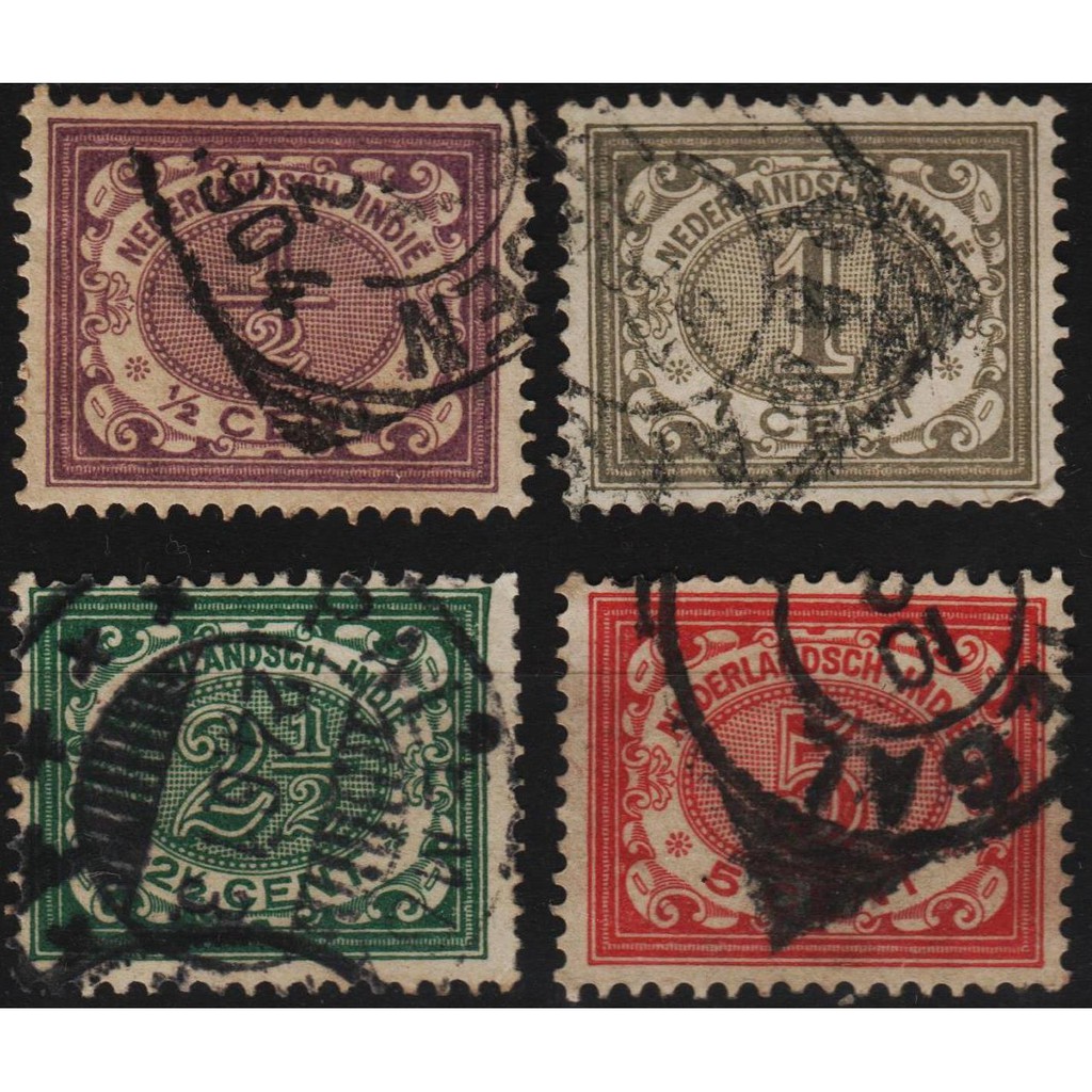 

Perangko Filateli E20 - Netherlands Indies VFU 4v 1902 - 1909 Numeral