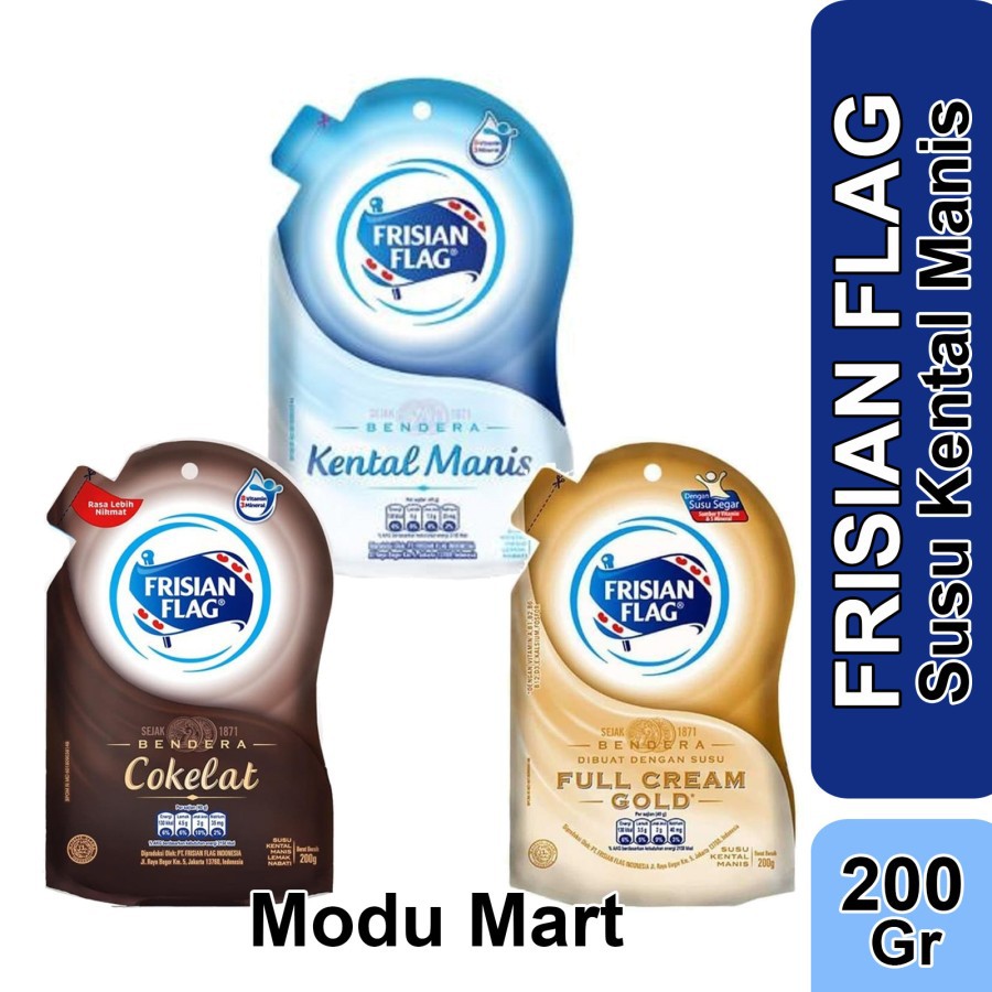

FRISIAN FLAG Susu Kental Manis 200g - Rasa Vanilla / Cokelat / Gold Full Cream Kantong 200 Gr