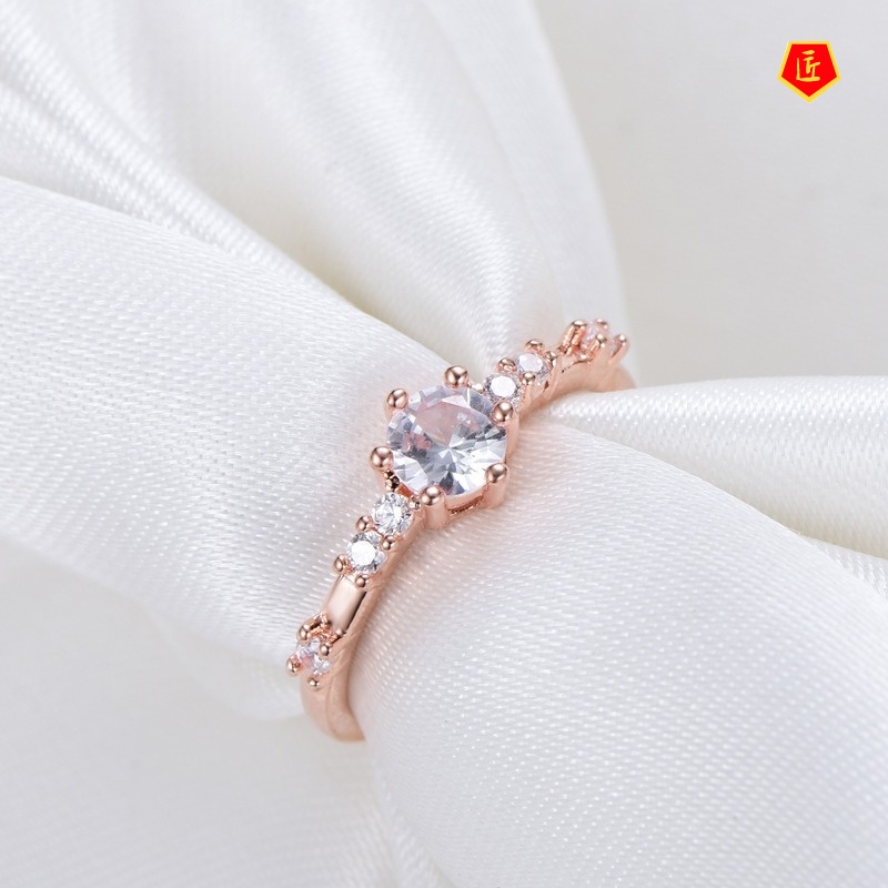 [Ready Stock]Refined Personalized 925 Silver 14K Gold Diamond Ring