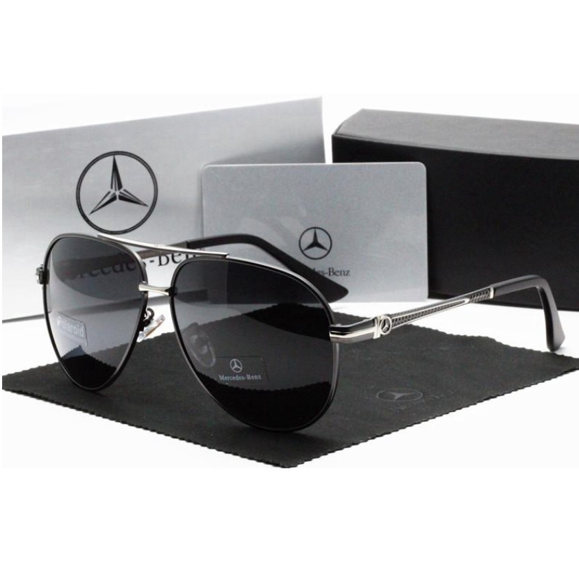 Aviator Sunglass Mewah Mercedez Benz Kacamata Hitam Pria Masa Kini Kaca Mata Pilot Anti Silau &amp; Anti