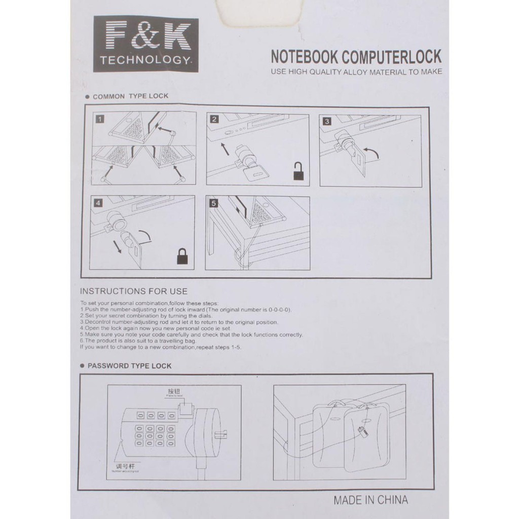 F&amp;K Kunci Pengaman Laptop Code Number Security Lock - 18458 ( Mughnii )