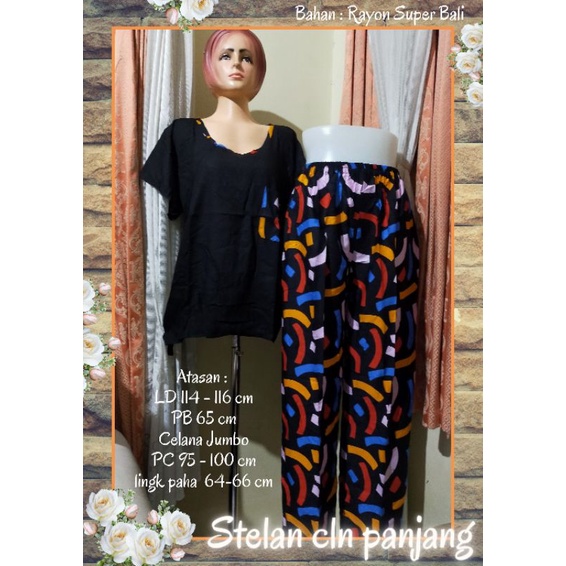 Stelan Bali celana panjang // Oneset Rayon motif Bali