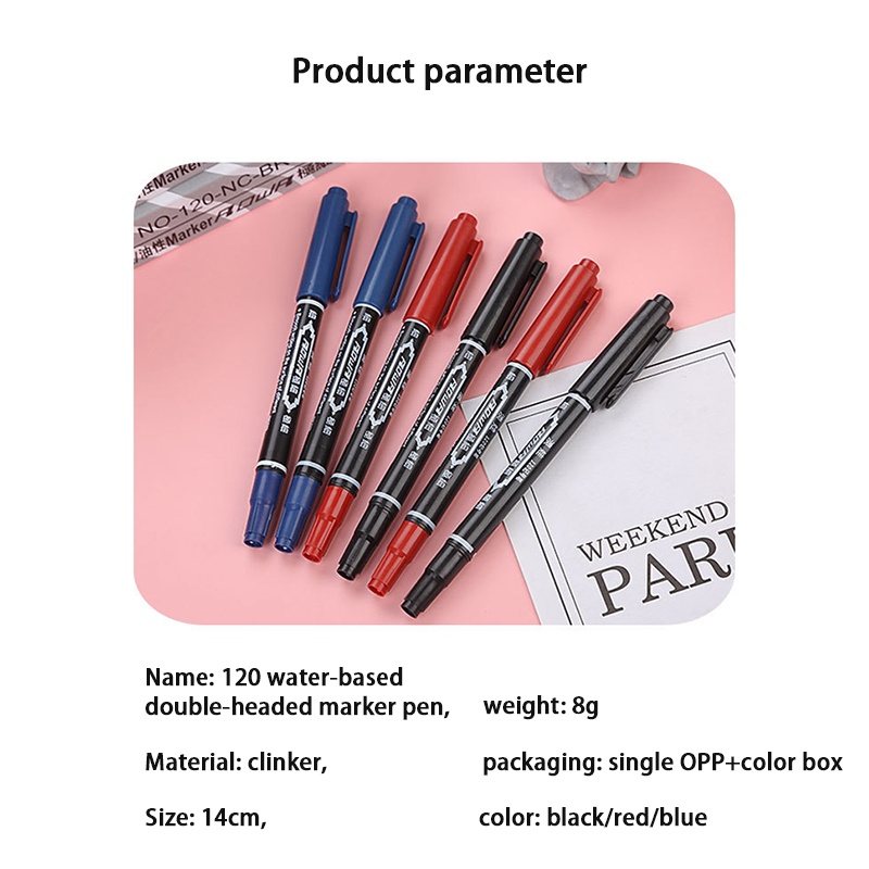 1 Pcs Permanent Marker Spidol Permanen Dual Tip Highlighter Penanda Berwarna