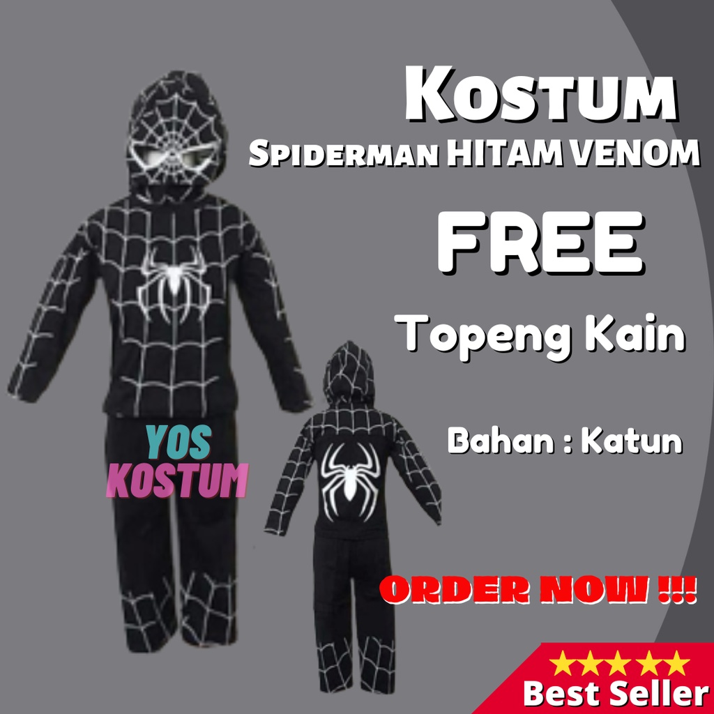 Kostum Anak Laki Laki Spiderman Baju Setelan Panjang Karakter Superhero Spider Man Topeng