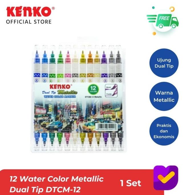 

(BISA COD) KENKO 12 COLORS DUAL TIP WATER COLOR MARKER DTCM-12 METALLIC GRATIS ONGKIR Kode 930