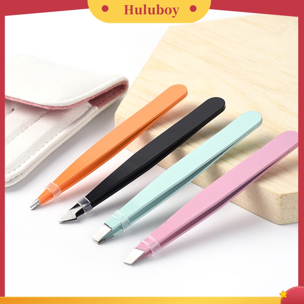 Huluboy Huluboy♡ 4pcs / Set Pinset Alis Bahan Stainless Steel Untuk Makeup Wanita