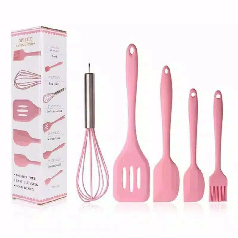 5in1 Set Silicone Warna Kitchen Spatula Cooking / Spatula Warna Sillicone Set 5pcs