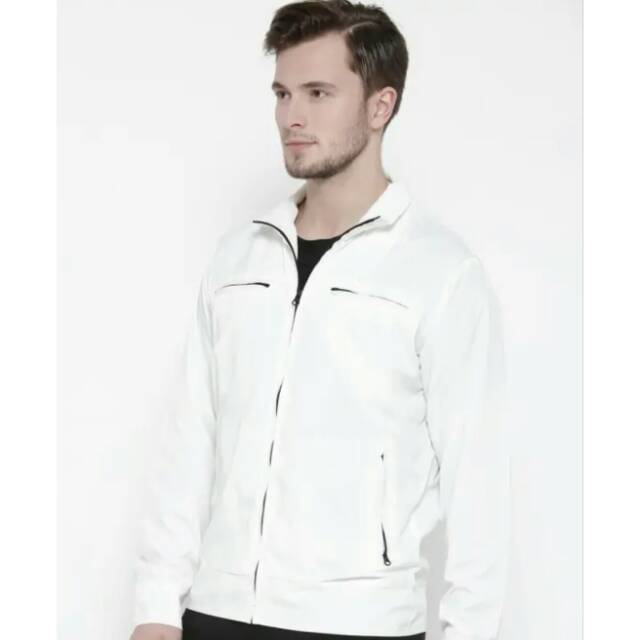 Jaket semi kulit pria putih