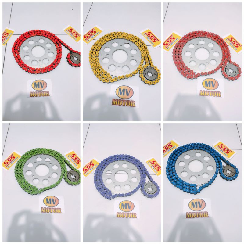 Gir/Gear Set SSS 415 Satria Fu Lama, Fu Face List, Fu New, Gsx Rantai Warna Gir SSS 415 Tipis