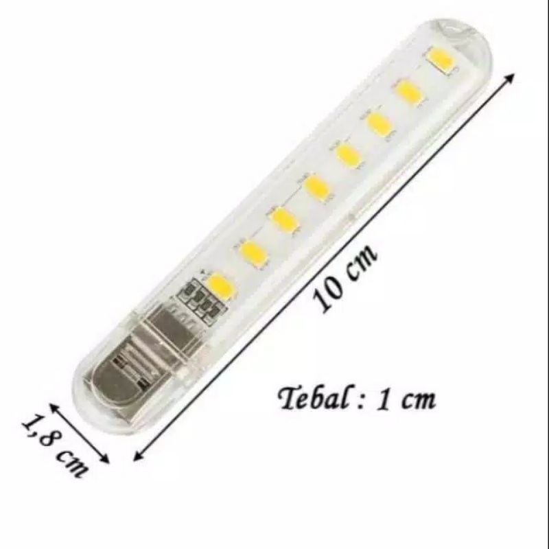 LAMPU LED USB 8 MATA CAHAYA PUTIH KUNING