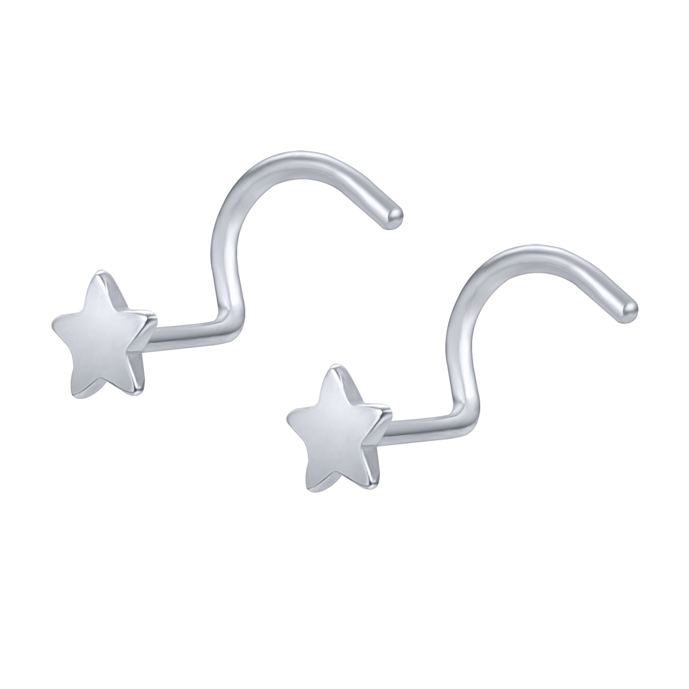 Anting Tindik Hidung Multifungsi Bentuk Bintang Bahan Stainless Steel Warna Silver