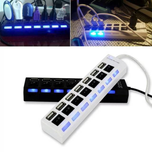 USB 2.0 HUB 7 Port High Speed Saklar