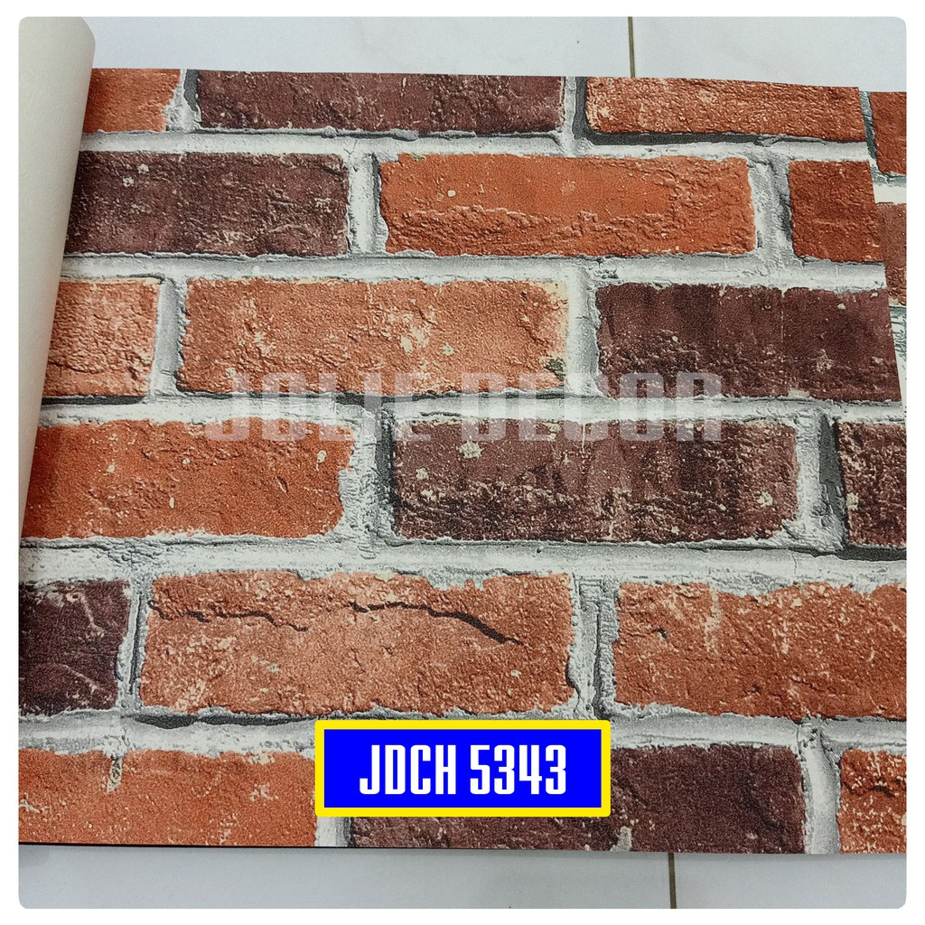 Wallpaper Dinding Vinyl Motif Bata Industrial Merah