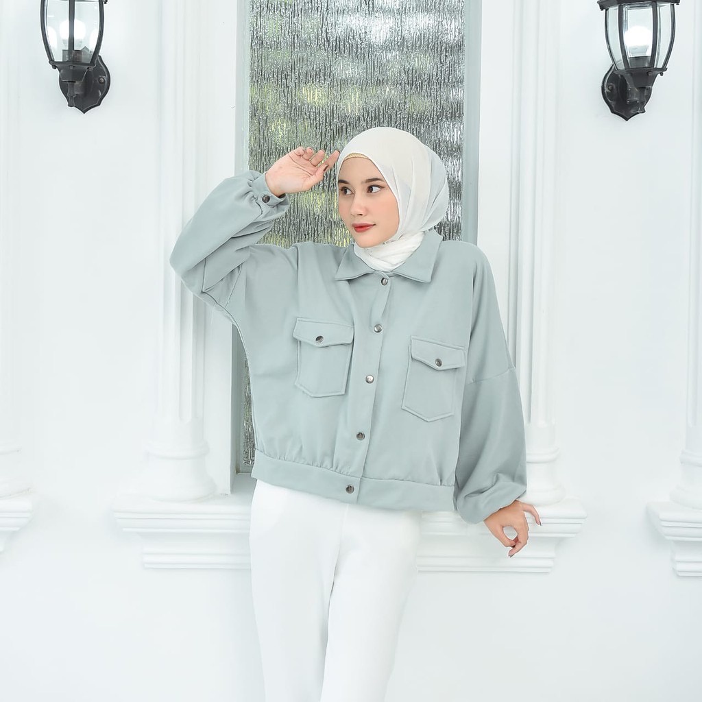 Jaket Wanita Olin Button Fleece Lembut Tebal