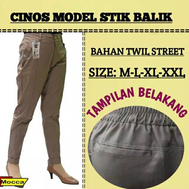 Celana chinos wanita stick balik