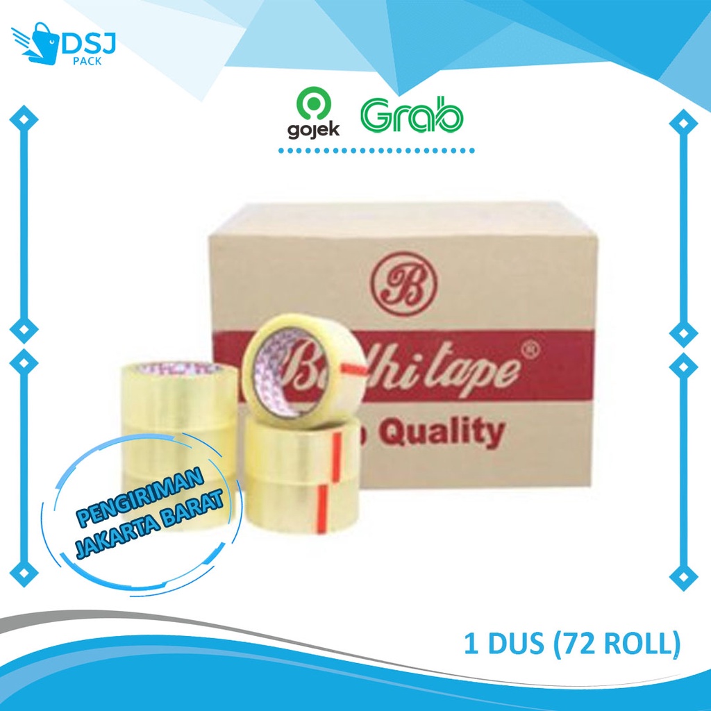 

[DSJ PACK] 1 DUS Lakban Isolasi -Bening- Bodhi (45mm x 90 Yard)