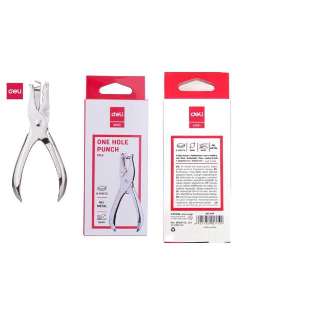 

Deli E0114 Specialty Punch/Pelubang Kertas - 1-hole Metal Plier Punch 8sheets