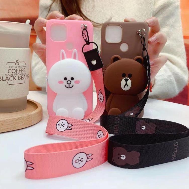 VIVO V20 SE/ Y53/ Y71/ SOFT CASE KARAKTER  DOMPET KOIN + GANTUNGAN TALI HP/ SILIKON BONEKA 