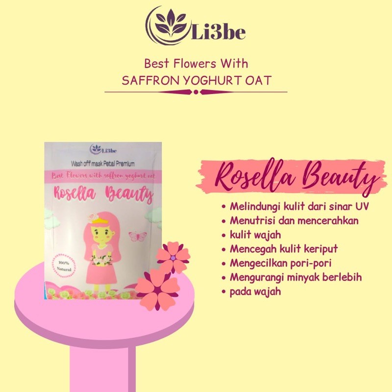 (DIST.RESMI)✅ Li3BE MASK PETAL FLOWER SAFFRON YOGHURT OAT (Free spatula)