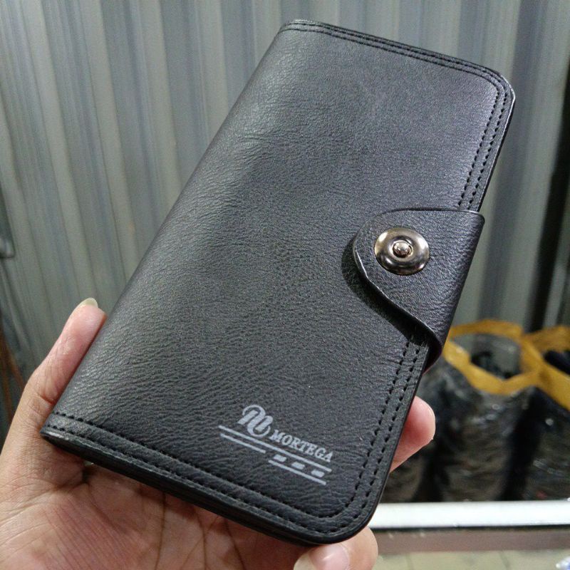 Dompet Hitam Lipat Panjang Pria Kulit Model Pakai Tali Kulit