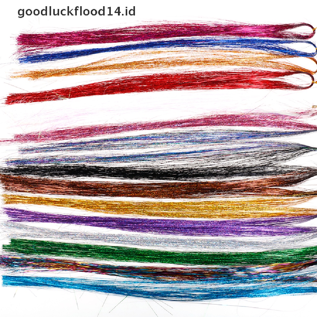 [OOID] 120 Strands Hair Tinsel Bling Silk Hair Flare Strands Glitter Rainbow Hair Decor ID