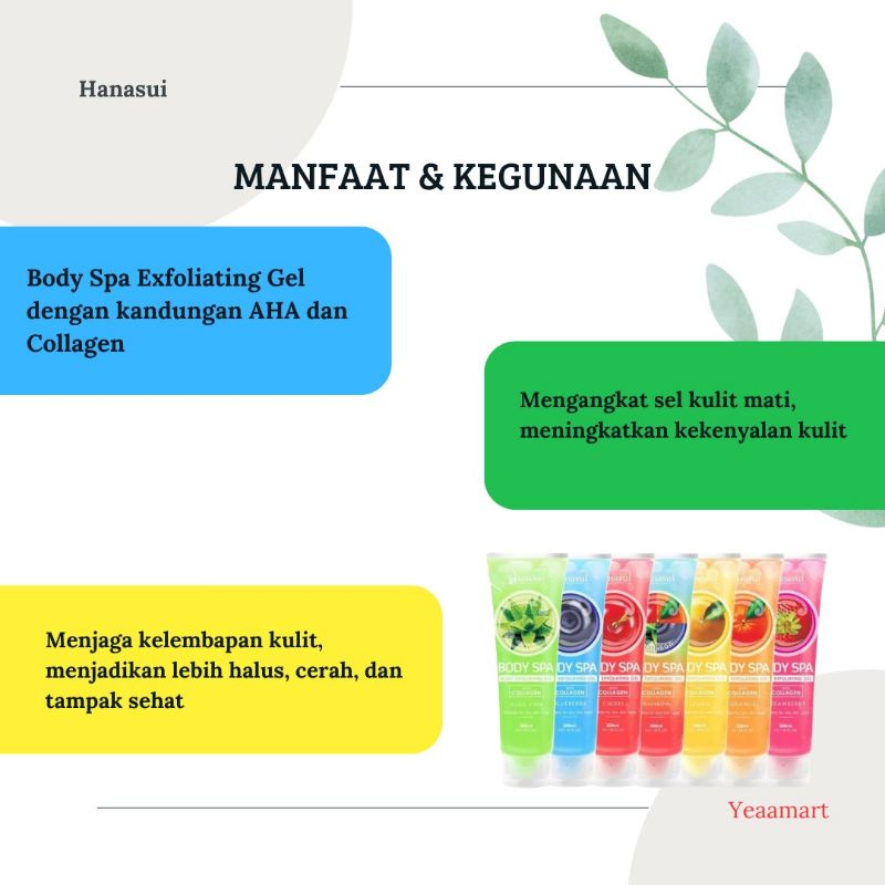 Hanasui Body Spa Exfoliating Gel 300ml Original | Penghilang Daki BPOM