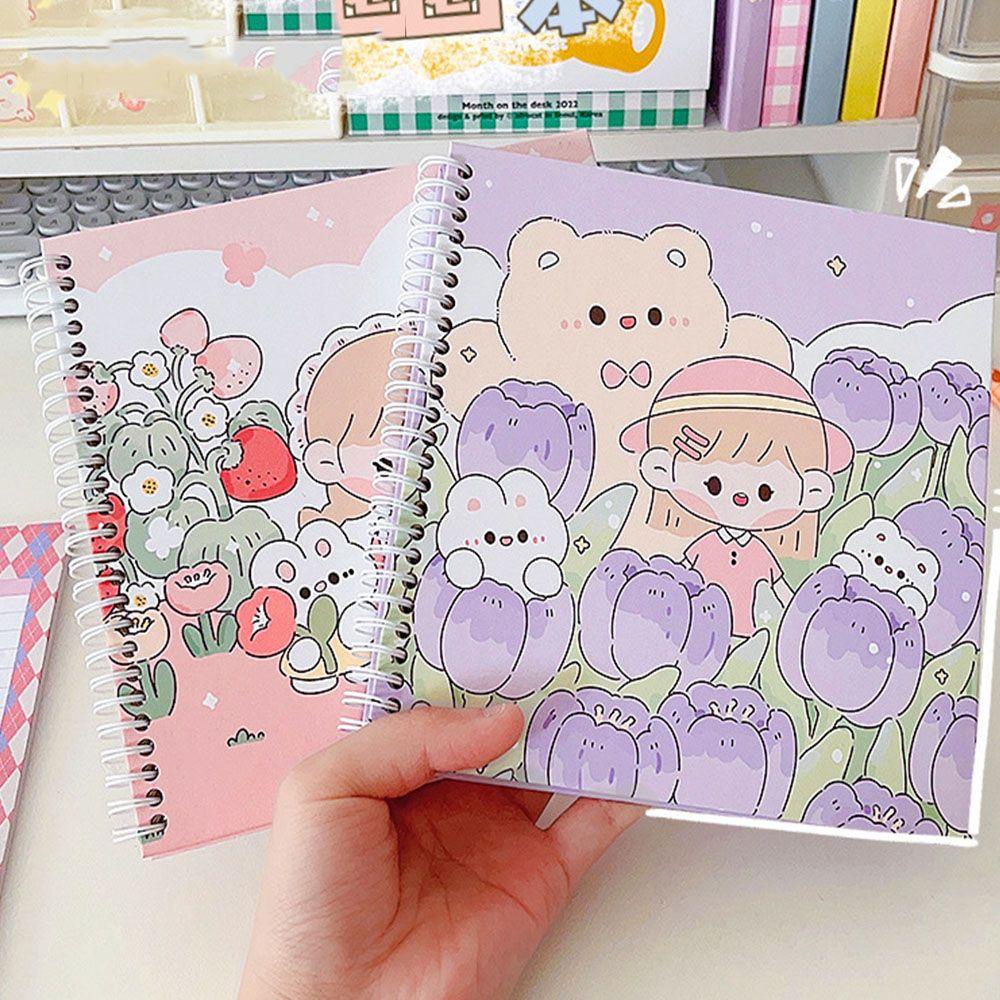 [Elegan] Kartun Spiral Notebook Grid Paper Portable Diary Notepad Tangan Akun Perlengkapan Sekolah Jurnal Buku Jadwal Buku